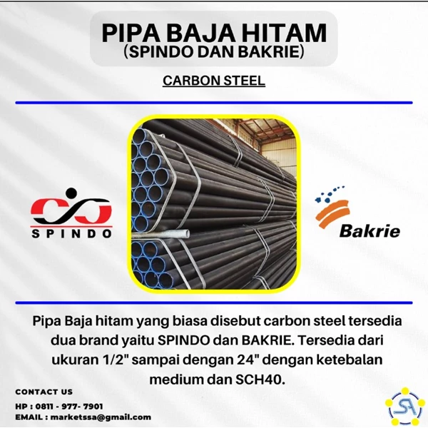 Carbon Steel medium/SCH40 SPINDO A53 Gr A WELDED size 3/4"